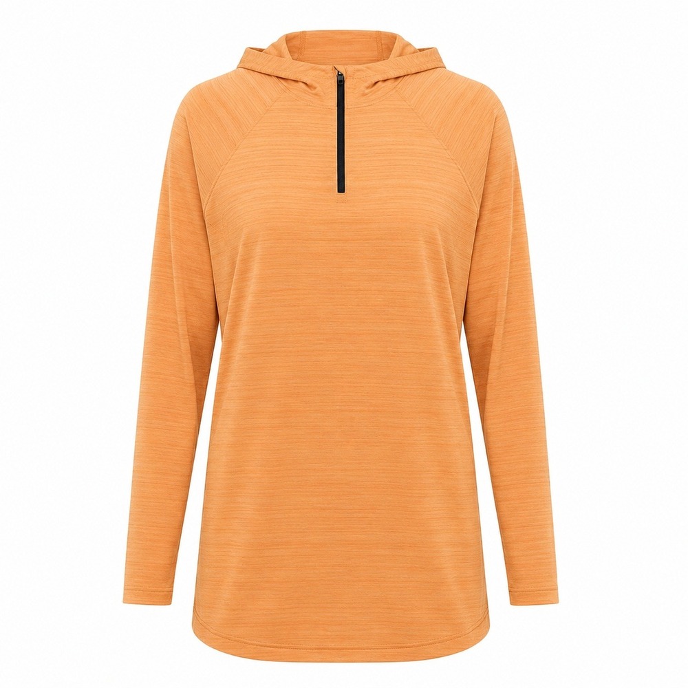 Athleta Illume Hoodie Dress Orange Heather Quarter Zip Small‎